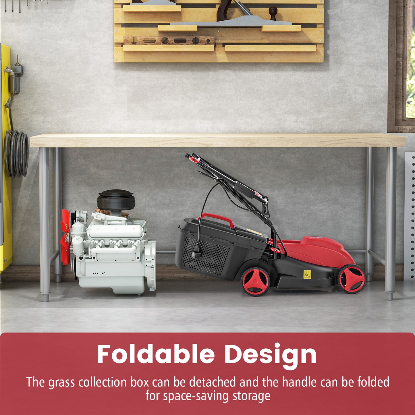 *SPECIAL* - 12-AMP 13.5 Inch Adjustable Electric Corded Lawn Mower with Collection Box-Red