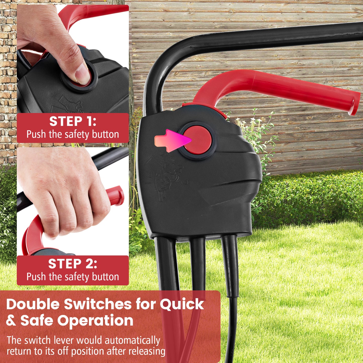 *SPECIAL* - 12-AMP 13.5 Inch Adjustable Electric Corded Lawn Mower with Collection Box-Red