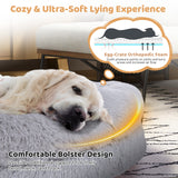 Washable Fluffy Human Dog Bed with Soft Blanket and Plump Pillow-Grey