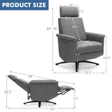 Swivel Massage Recliner Single Sofa with Adjustable Headrest-Gray, IRREGULAR ARM