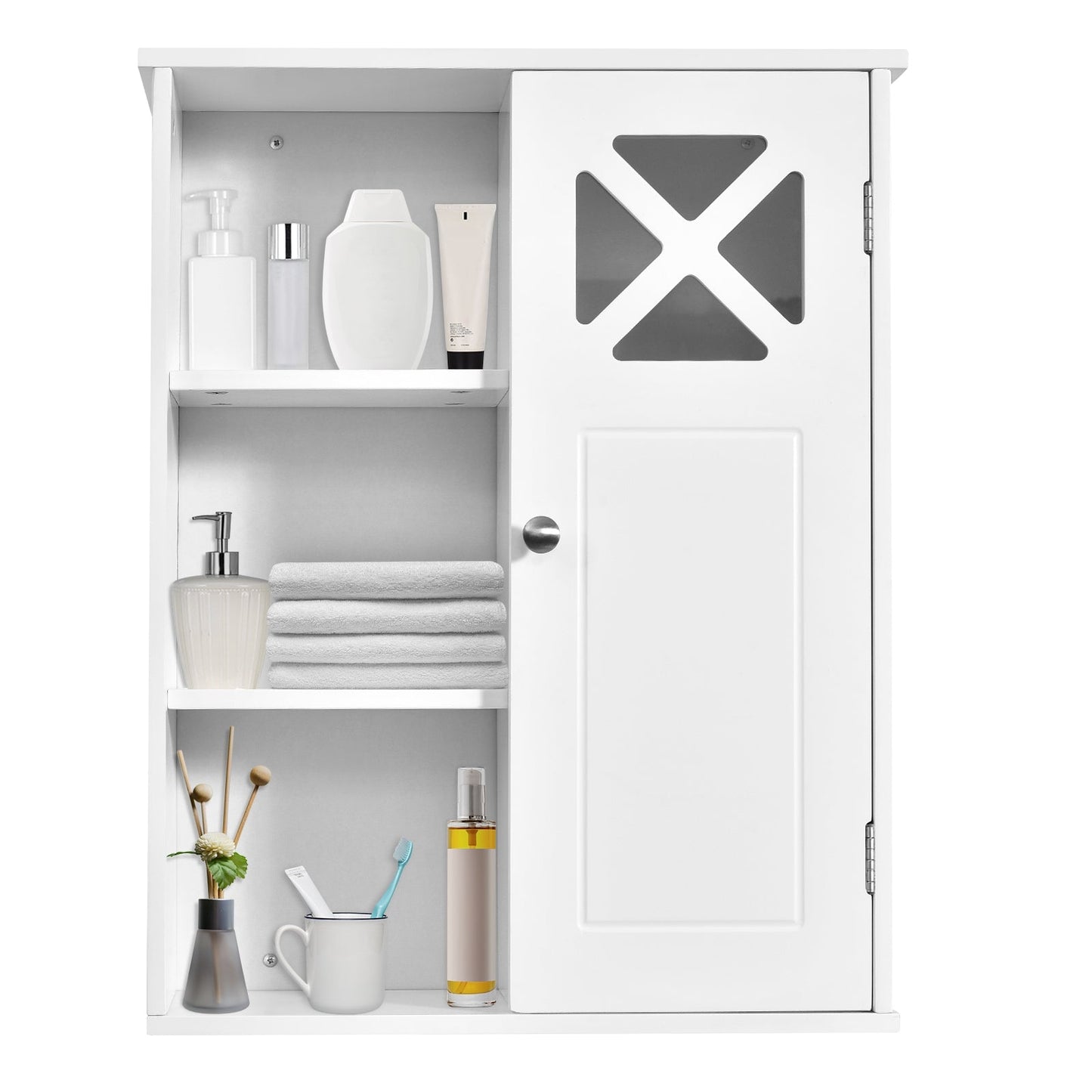 2-Tier Multipurpose Wall-Mounted Cabinet Bathroom Storage, Fully Assembled