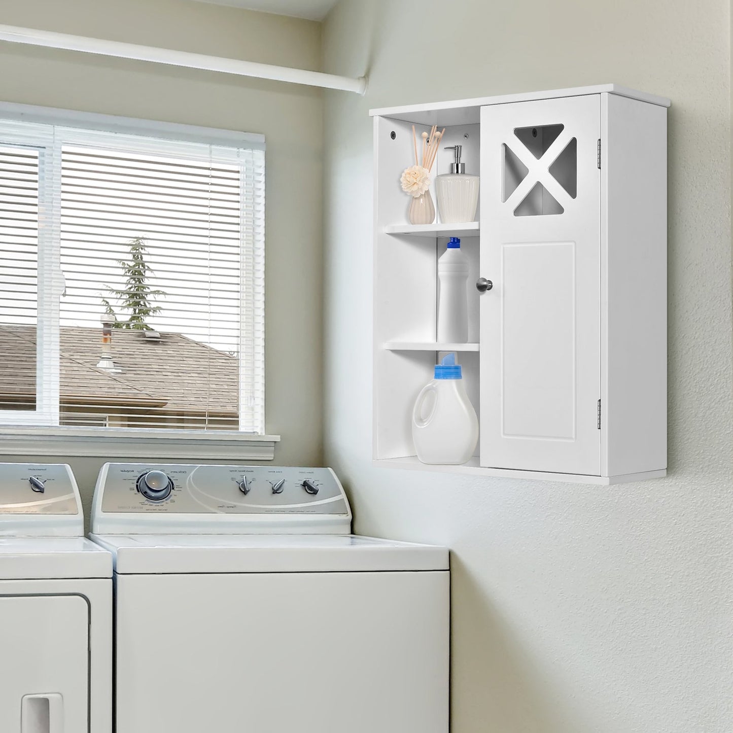 2-Tier Multipurpose Wall-Mounted Cabinet Bathroom Storage, Fully Assembled