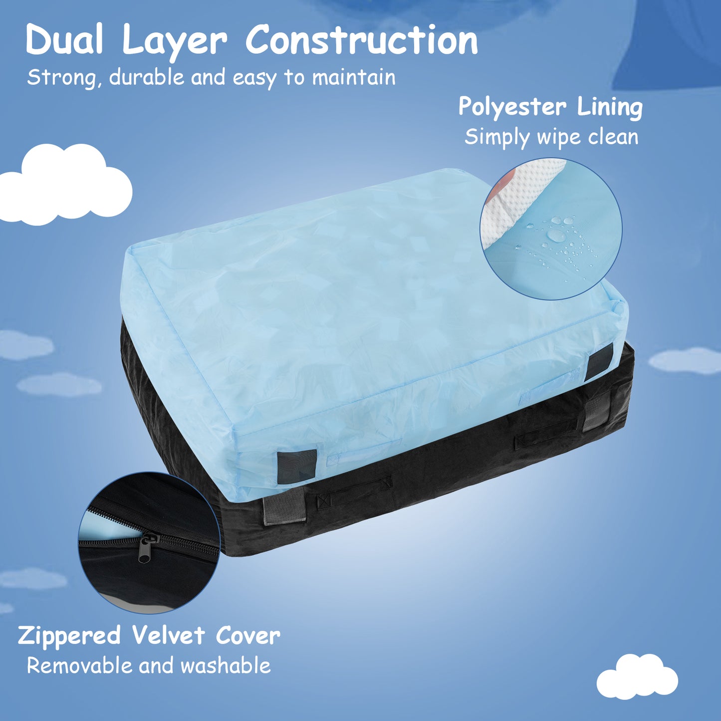 Large Dog Bed with Washable Cover - 47 x 35.5 Inch -Black