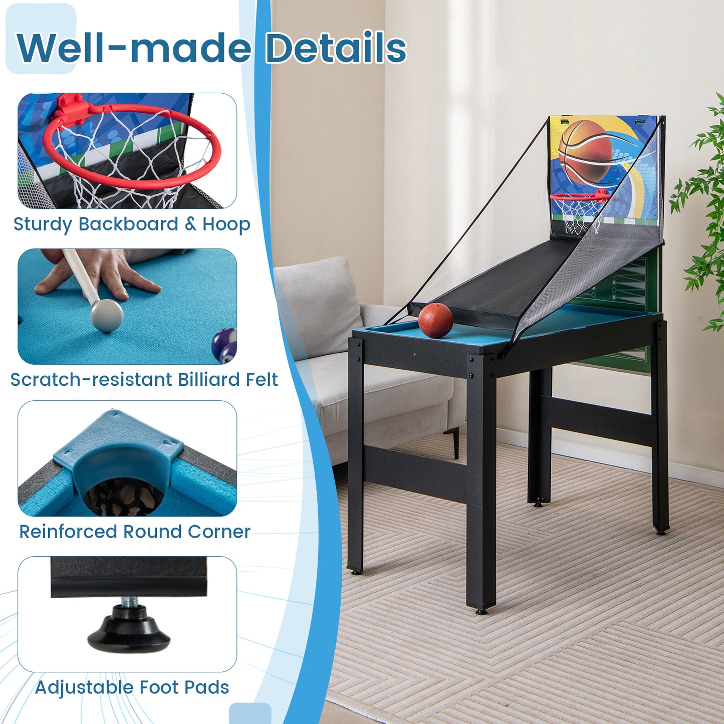 14-in-1 Combo Game Table Set Multi Game Table with Foosball