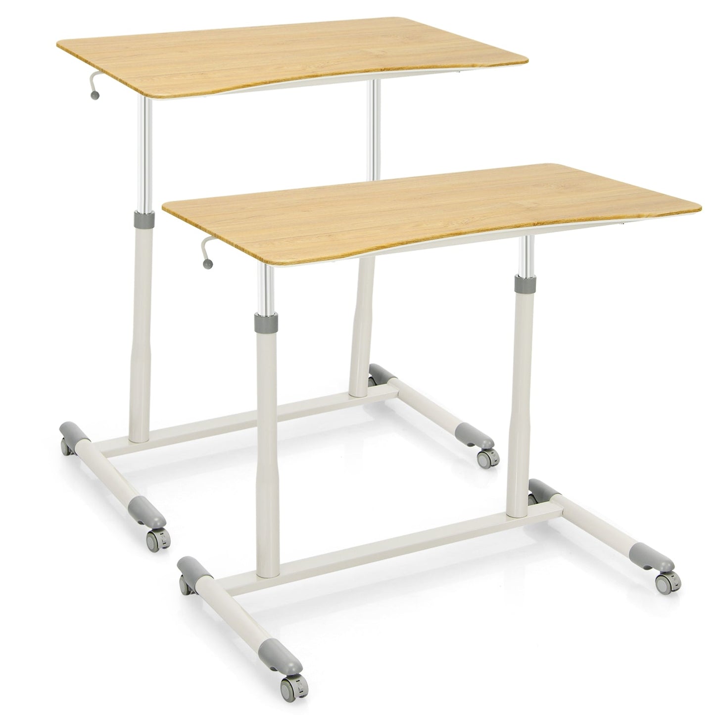Height Adjustable Computer Desk Sit to Stand Rolling Notebook Table -Natural, Fully Assembled
