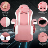 Ergonomic High Back Massage Gaming Chair with Pillow-Pink, Fully Assembled