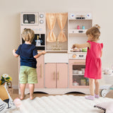 Kids Kitchen Playset with Microwave and Coffee Maker for Ages 3+-Pink  (1 Box, Unassembled)