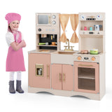 Kids Kitchen Playset with Microwave and Coffee Maker for Ages 3+-Pink  (1 Box, Unassembled)