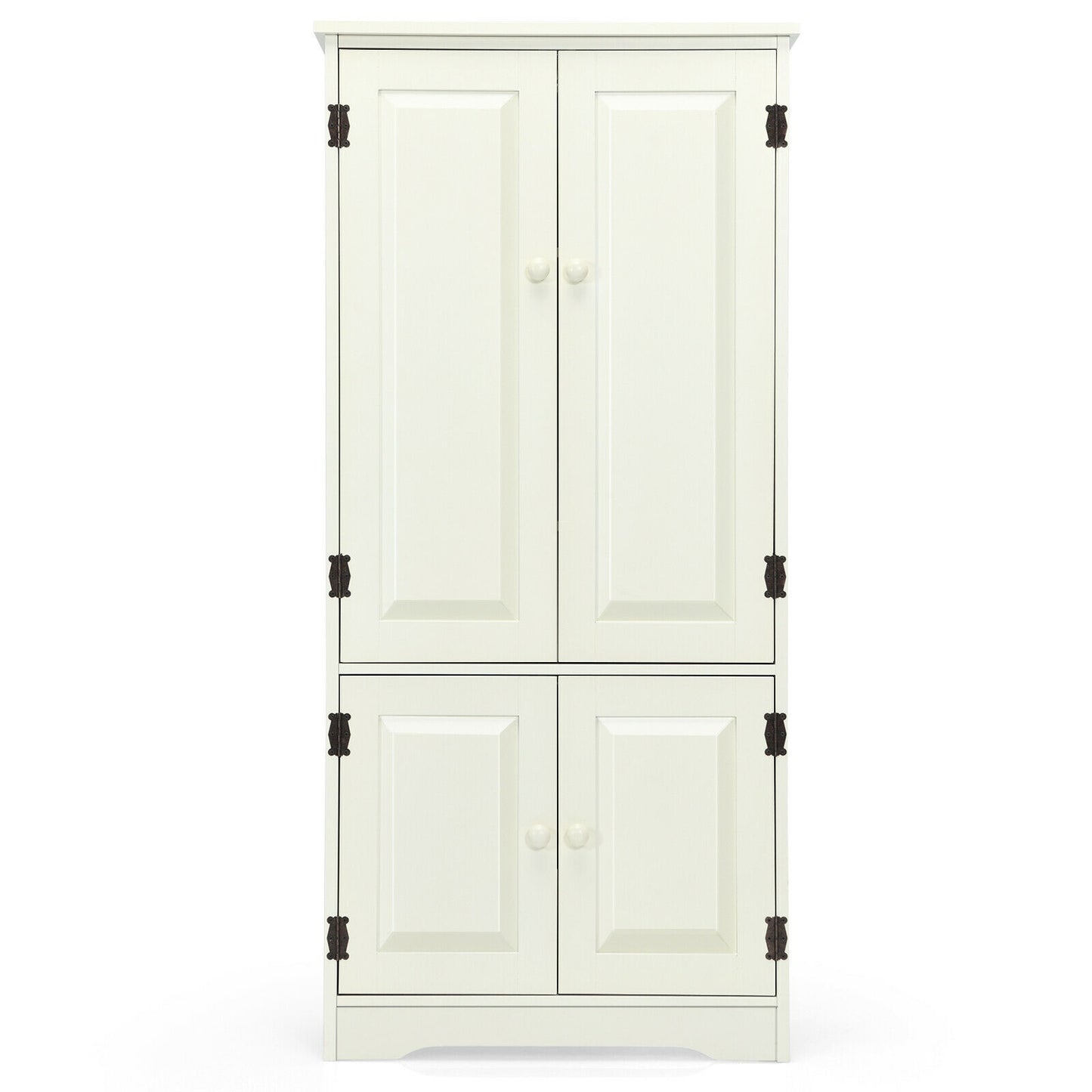 Accent Floor Storage Cabinet with Adjustable Shelves Antique 2-Door -Cream White (Fully Assembled)