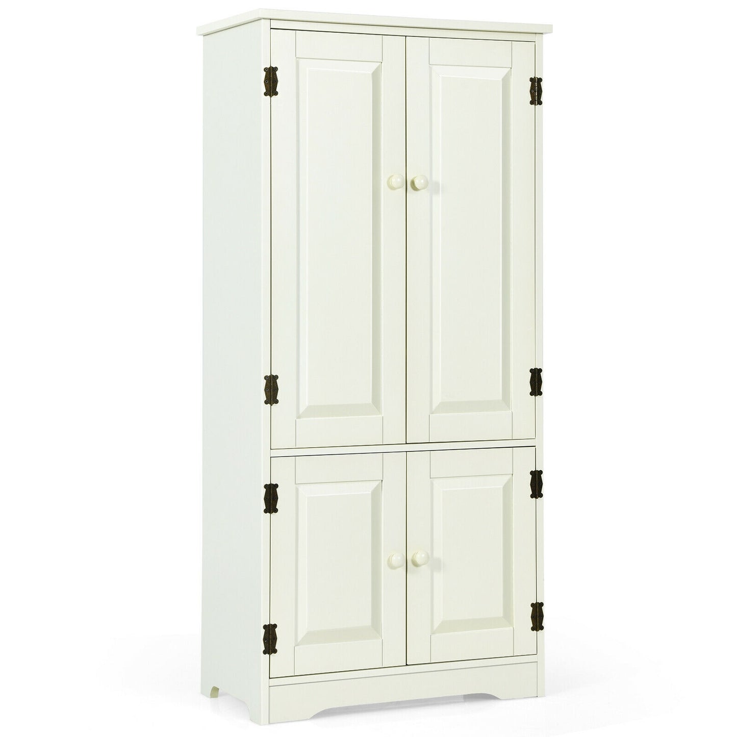 Accent Floor Storage Cabinet with Adjustable Shelves Antique 2-Door -Cream White (Fully Assembled)