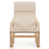 Stable Wooden Frame Leisure Rocking Chair with Removable Upholstered Cushion-Beige