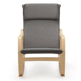 Modern Bentwood Rocking Chair Fabric Upholstered Relax Rocker Lounge Chair-Gray