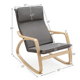 Modern Bentwood Rocking Chair Fabric Upholstered Relax Rocker Lounge Chair-Gray