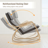 Modern Bentwood Rocking Chair Fabric Upholstered Relax Rocker Lounge Chair-Gray