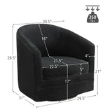 Assembly Accent Chair with 360-Degree Swivel Metal Base for Living Room