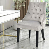 Modern Upholstered Button-Tufted Dining Chair with Naild Trim-Gray