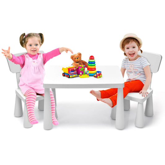 CLEARANCE, 3 Pieces Toddler Multi Activity Play Dining Study Kids Table and Chair Set-White