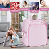 800W 2 Person Portable Steam Sauna Tent SPA with Hat Side Holes 3L Steamer-Pink (1 Box)