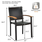 Outdoor 3 Piece Patio Dining Chair with Powder-coated Steel Frame - Scratch and Dent