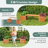 Wood Planter Box with Bench for Garden, Yard, Balcony, Fully Assembled