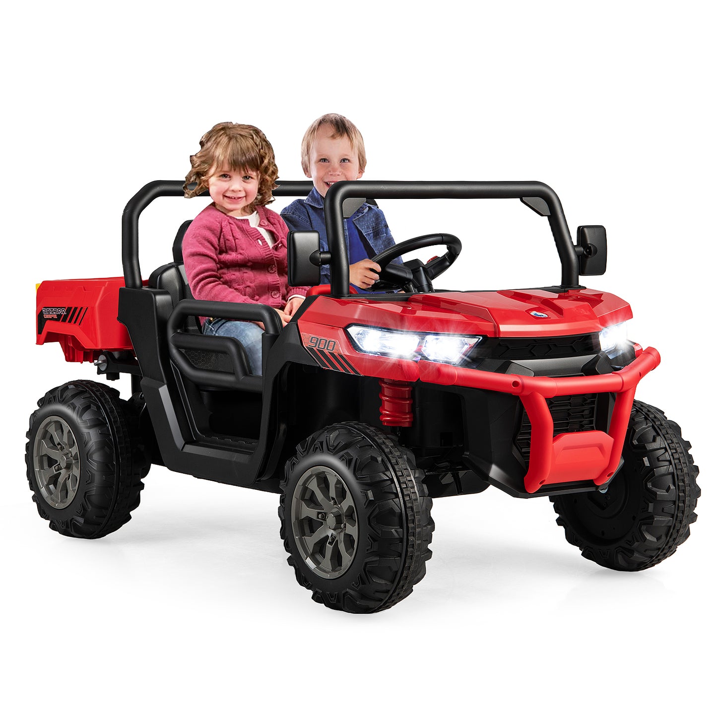 Large 47`` long 2-Seater Kids Ride On Dump Truck with Power Dump Bed, Fully Assembled, ages 3 - 8