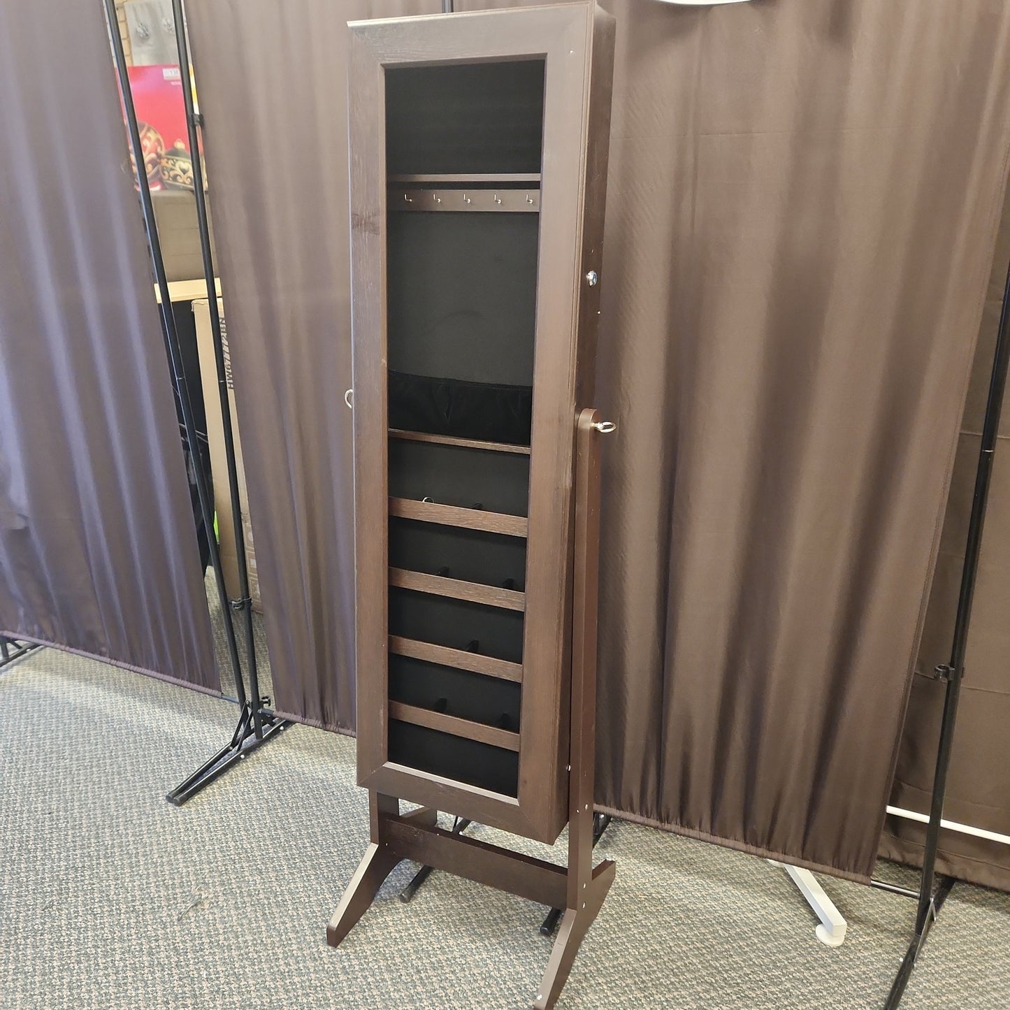 Jewelry Cabinet Stand -Brown - Clearance -Scratch and Dent (Mirror Removed)