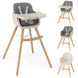 3-in-1 Convertible Wooden High Chair with Cushion-OURS HAS BEIGE SEAT