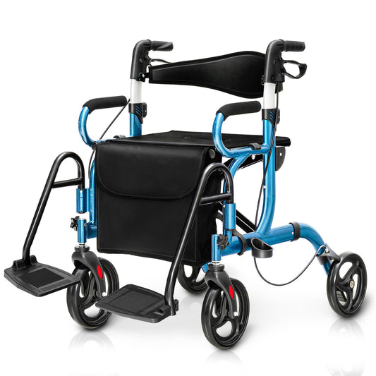 NO TAX, Folding Rollator Walker with 8-inch Wheels and Seat-Navy