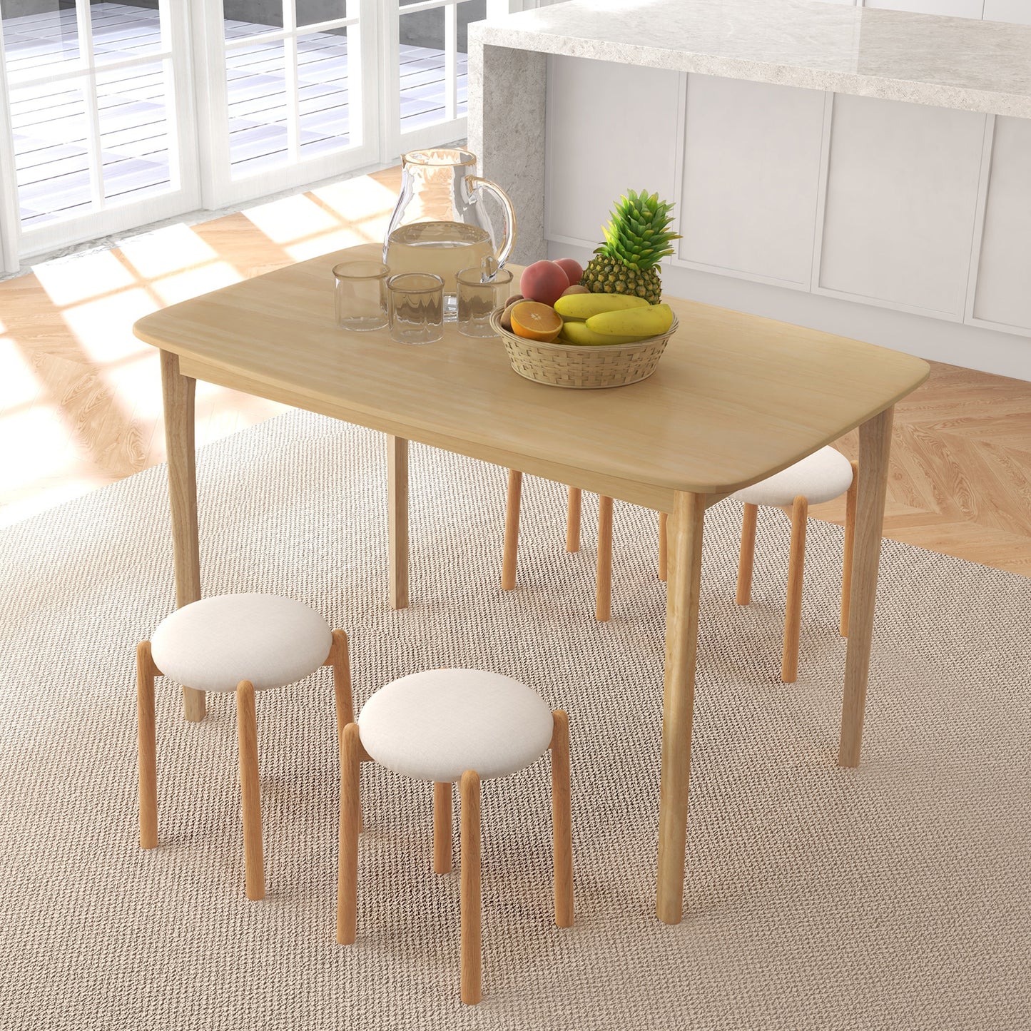 48 Inch Solid Wood Dining Table with Rubber Wood Supporting Legs for Kitchen Dining Room-Natural (Copy)