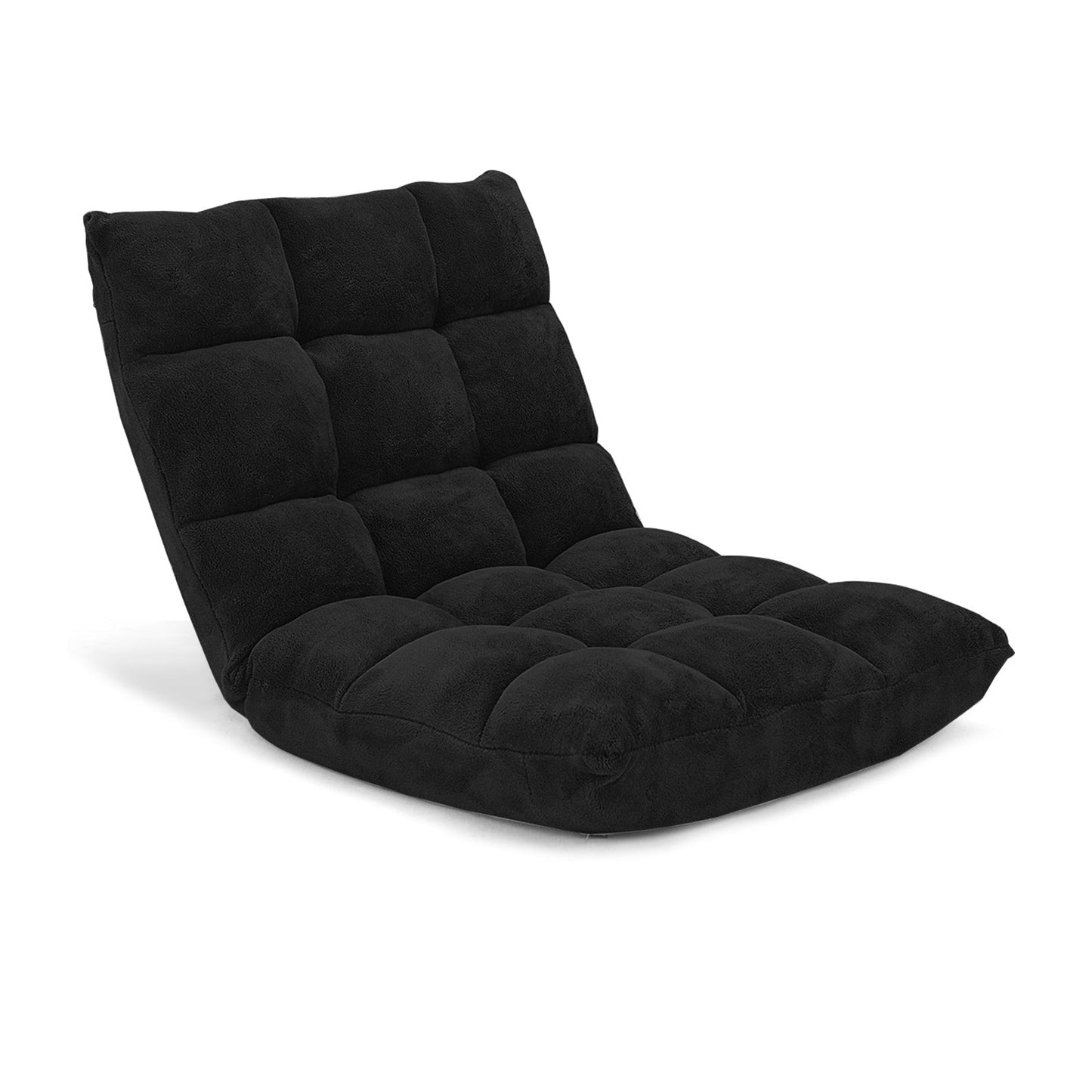 Adjustable 14-position Floor Chair Folding Lazy Gaming Sofa Chair-Black