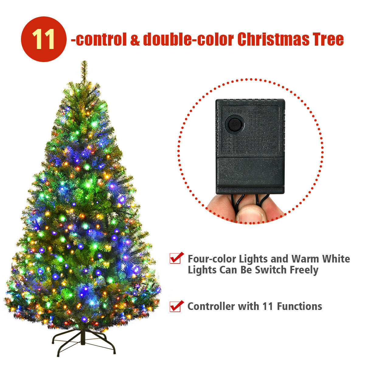 SPECIAL, NOT ALL LIGHTS WORKING Artificial Prelit Premium Hinged Christmas Tree-5 ft, muti or warm white, assembled, final sale