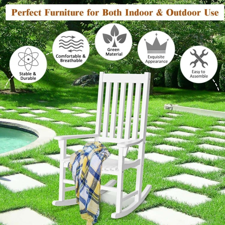 Indoor Outdoor Wooden High Back Rocking Chair, fully assemble, MINOR SCRATCH & DENT