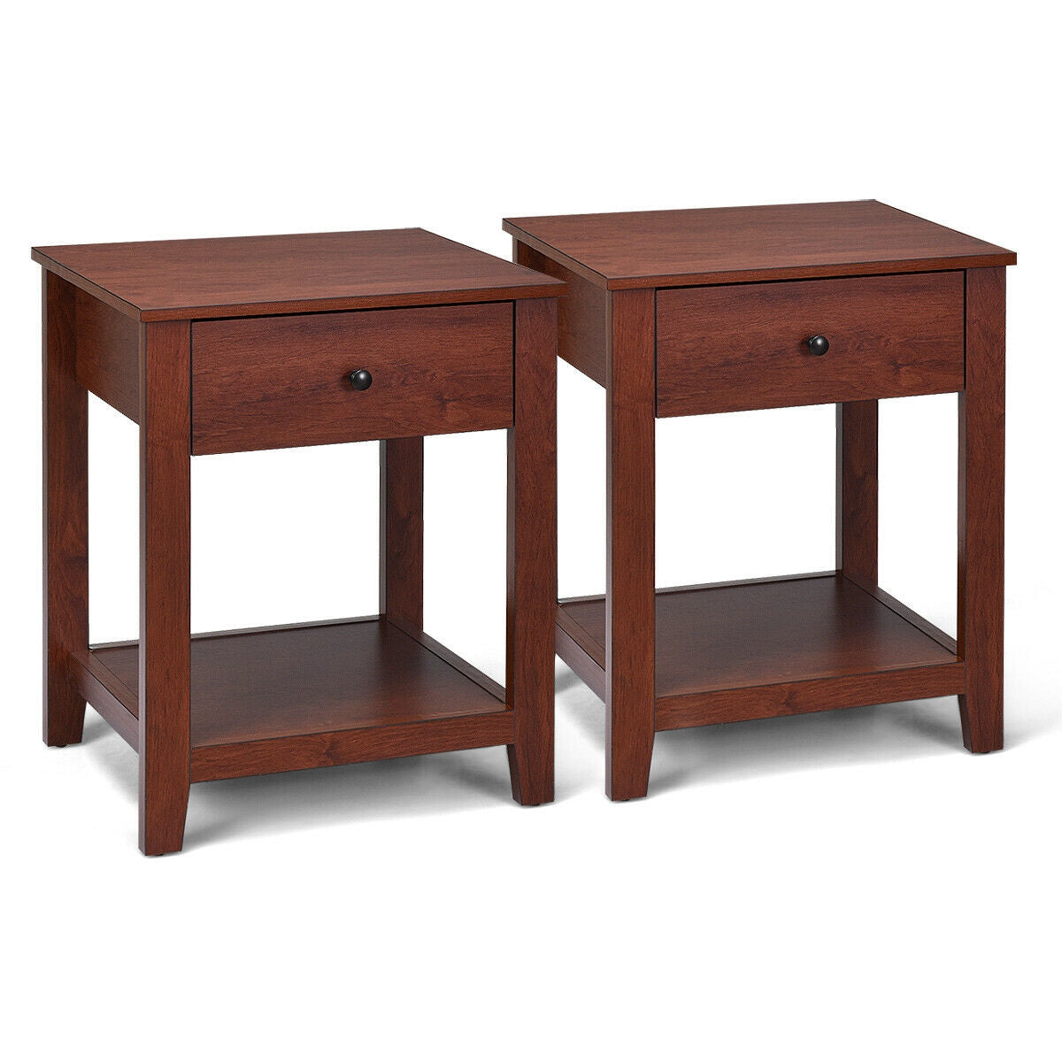 Set of 2 Nightstand with Storage Shelf and Pull Handle. (See note)