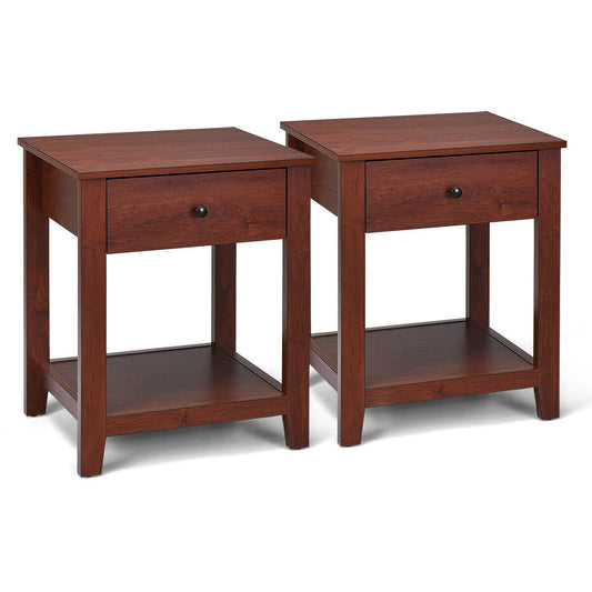 Set of 2 Nightstand with Storage Shelf and Pull Handle. (See note)