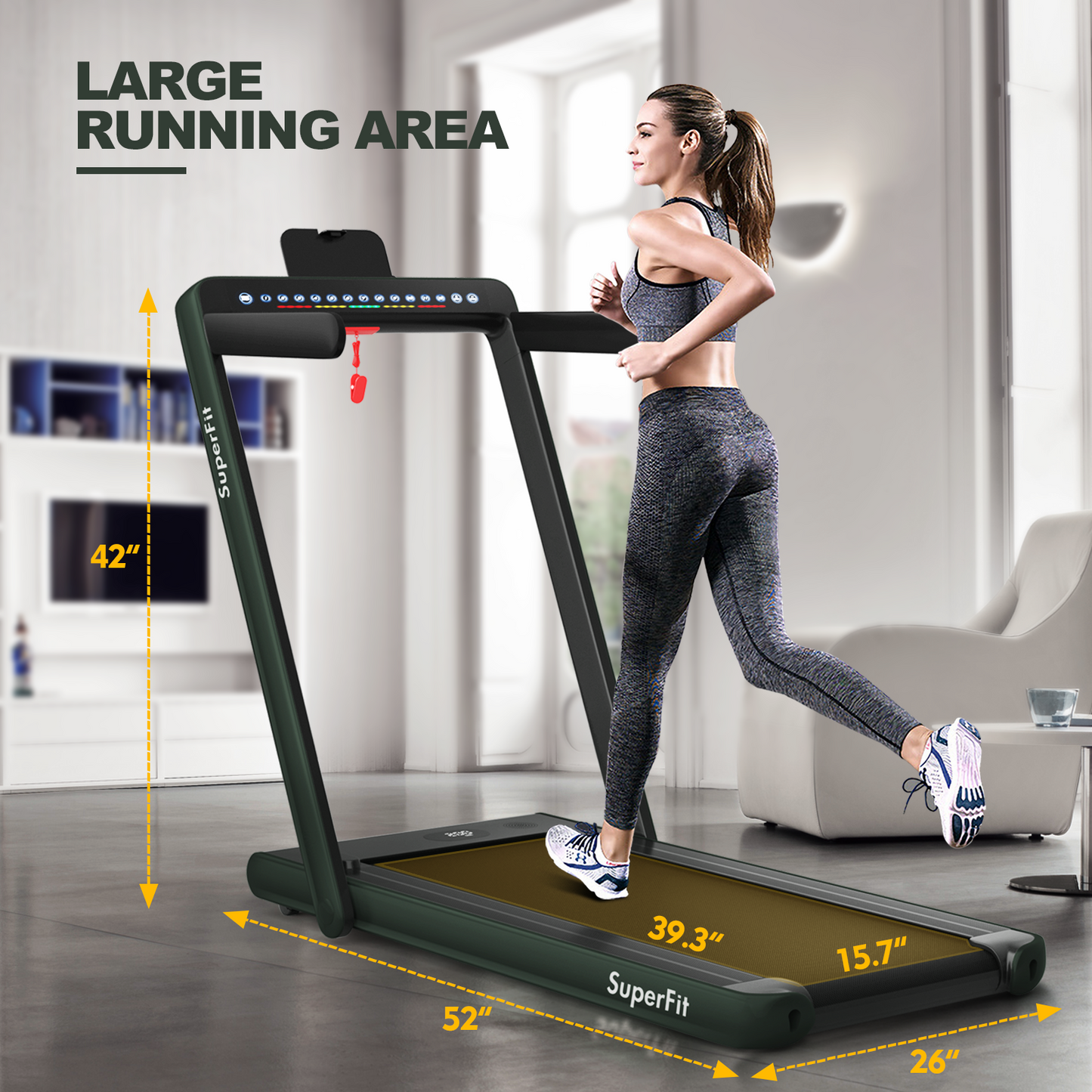 SPECIAL - 2-in-1 Electric Fitness Folding Treadmill-Green MAX 265 lbs (Shipping Damage)