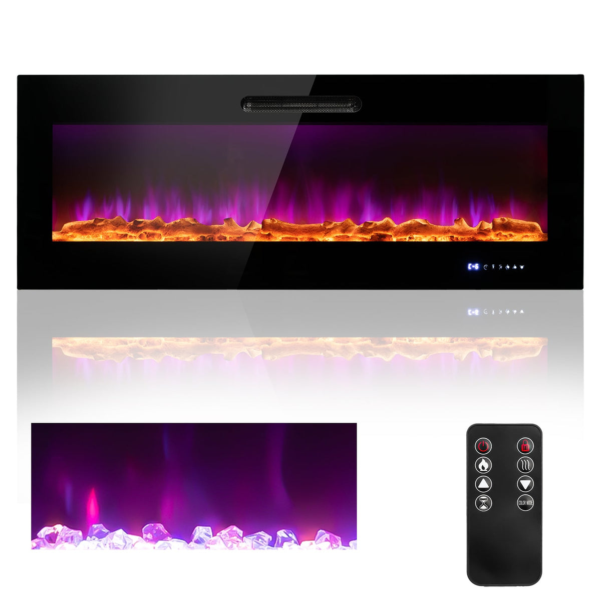 50/60 Inch Wall Mounted Recessed Electric Fireplace, MISSING REMOTE
