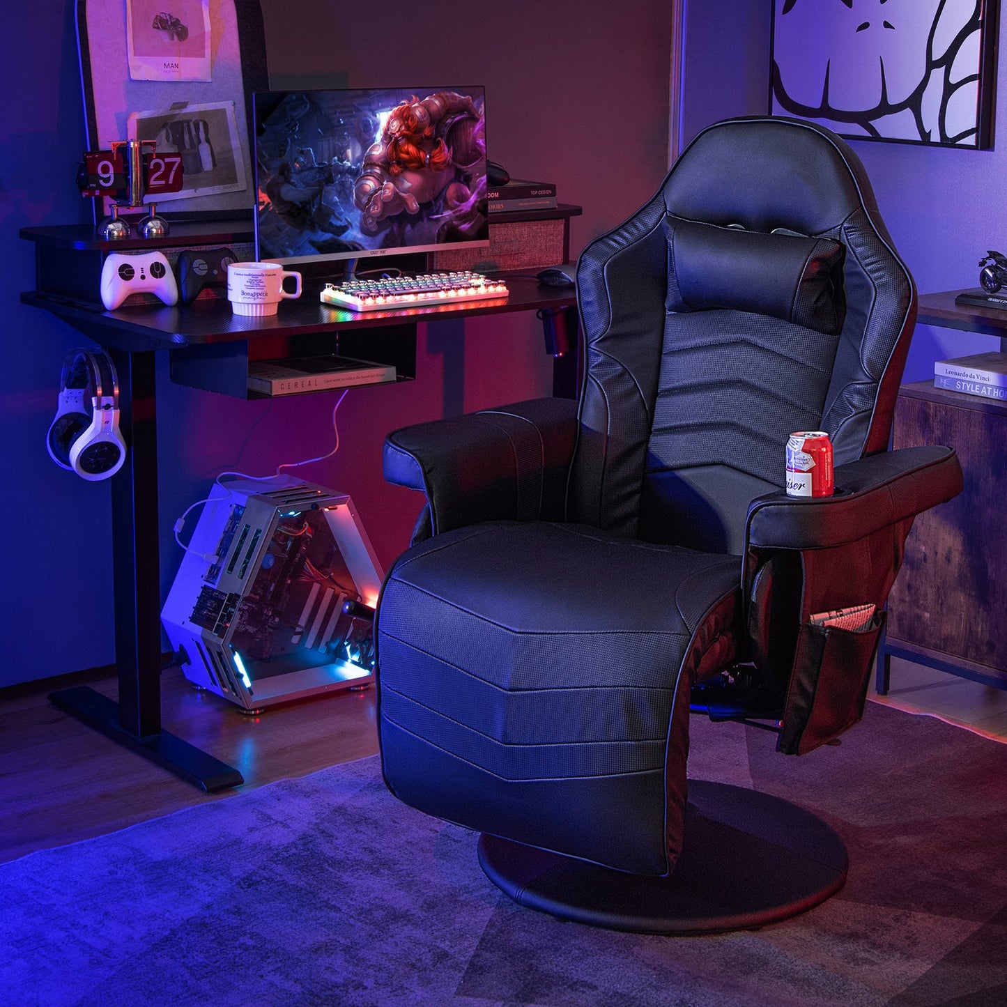 Massage Video Gaming Recliner Chair, OURS HAS GREY TRIM, CLEAN CUSTOMER RETURN, TESTED
