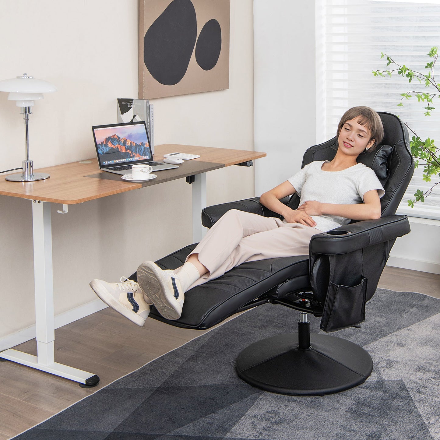 Massage Video Gaming Recliner Chair, OURS HAS GREY TRIM, CLEAN CUSTOMER RETURN, TESTED