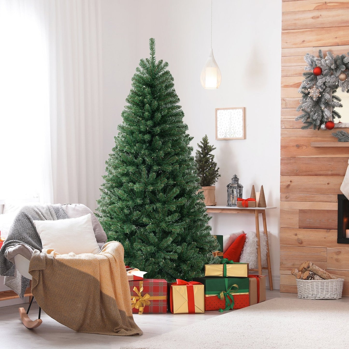 6 FT Artificial Christmas Tree with  warm White LED Lights, assembled, final sale