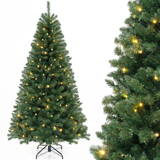 6 FT Artificial Christmas Tree with  warm White LED Lights, assembled, final sale