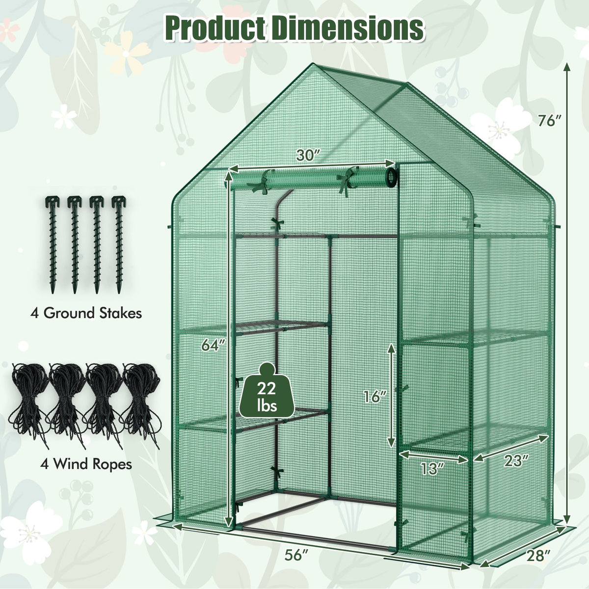 Mini Portable 4 Tier 8 Shelves Walk-in Plant Greenhouse