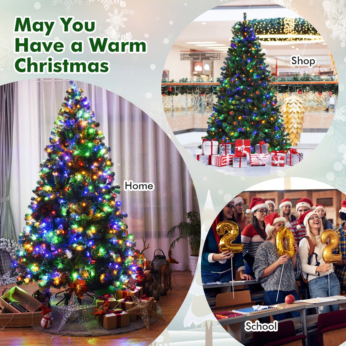 7.5 Feet Pre-Lit Artificial Spruce Christmas Tree with 550 Multicolor Lights , assembled, Final Sale