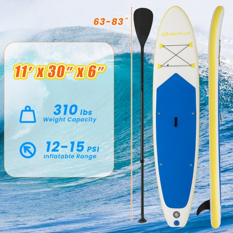 SPECIAL LAST CHANCE, 11 Ft Inflatable Stand Up Paddle Board with all accessories-Yellow