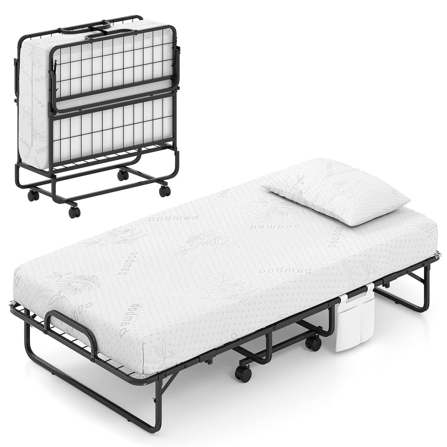 Large Size Folding, 39`` x 75``Guest Bed with 5 Inch Mattress, assembled, pillow not included