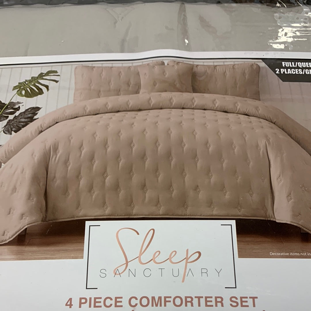 4 piece comforter set, full/queen, slate grey