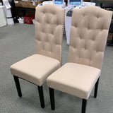 Set of 2 Tufted Upholstered Dining Chairs-Beige