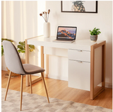 Modern Computer Desk Study Table Writing Workstation with Cabinet and Drawer-White (Fully Assembled)