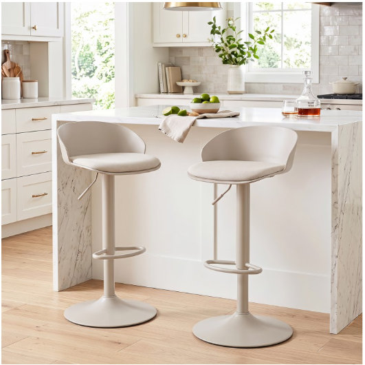 Set of 2 Adjustable Swivel Bar Stools w/ Back & Footrest 330 LBS for Dining