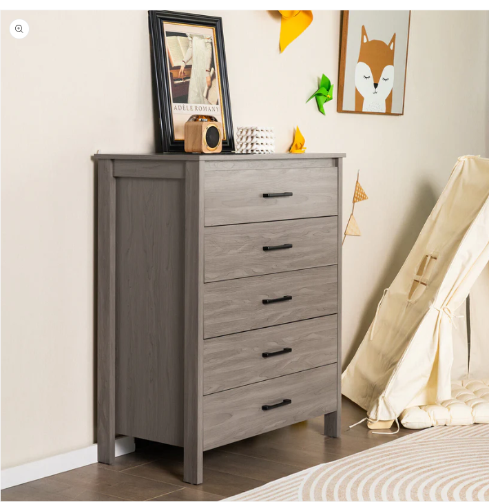 Modern 5-Drawer Multipurpose Chest Dresser with Metal Handles - Scratch and Dent
