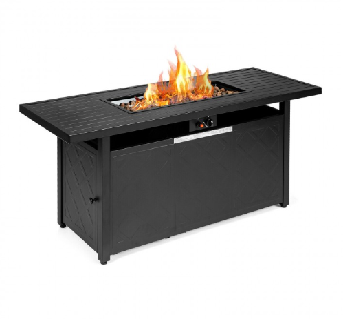 57 Inch 50 000 BTU Rectangular Propane Outdoor Fire Pit Table-Black (Scratch and Dent)